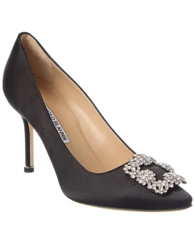 Manolo Blahnik Hangisi 90 Satin Pump In Black
