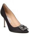 Manolo Blahnik 70mm Hangisi Crystal-buckle Pumps In Black
