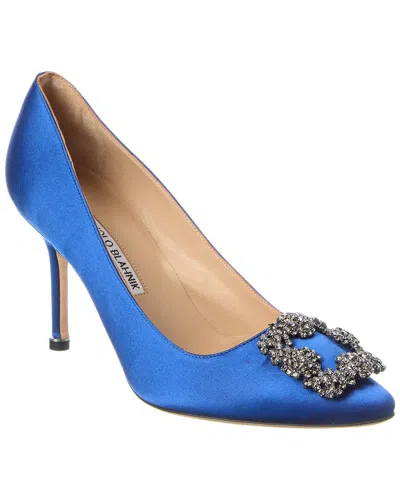 Manolo Blahnik Hangisi 90 Satin Pump In Blue