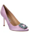 Manolo Blahnik Hangisi 90 Satin Pump In Purple