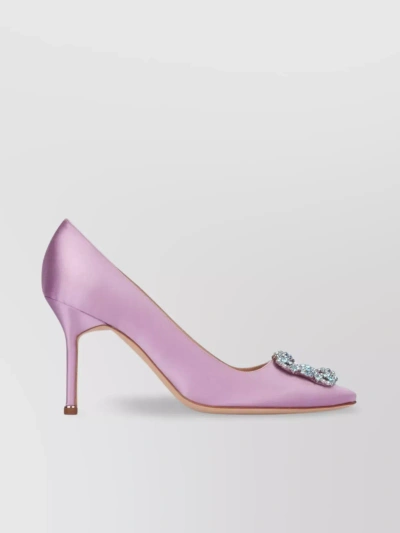 MANOLO BLAHNIK HANGISI 90 SATIN PUMPS WITH POINTED TOE AND STILETTO HEEL