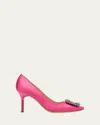Manolo Blahnik Hangisi 90mm Satin Crystal Buckle Pumps In Pink