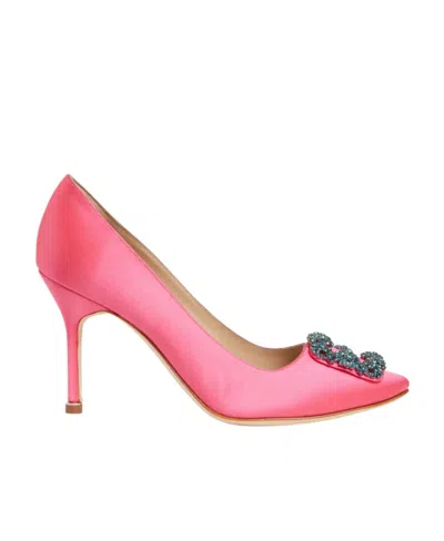 Manolo Blahnik Hangisi Appliqué-detail Pumps In Pink
