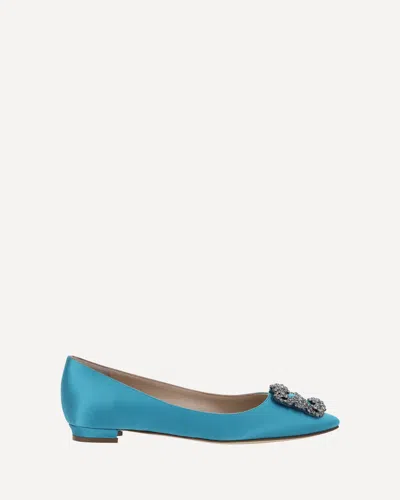 Manolo Blahnik Logo Ballet Shoes In Blue