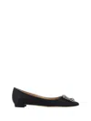 Manolo Blahnik Hangisi Fmc Crystal Buckle Satin Flats In Blck