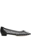 Manolo Blahnik Hangisi Polka-dot Mesh Ballerina Flats