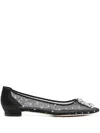 Manolo Blahnik Hangisi Polka-dot Mesh Ballerina Flats