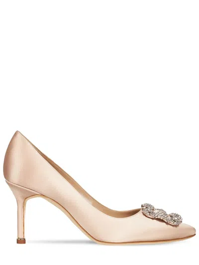 Pre-owned Manolo Blahnik Hangisi Blush Pink Satin 70mm Pumps Ss24