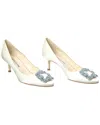 Manolo Blahnik Bridal Hangisi 90 Embellished Satin Pumps In White