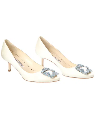 Pre-owned Manolo Blahnik Hangisi Bridal 50 Satin Pump (authentic Pre-loved)
