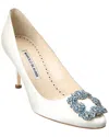 Manolo Blahnik Hangisi 105 Satin Heel In White