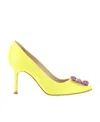 Manolo Blahnik Hangisi 70mm Leather Pumps In Yellow