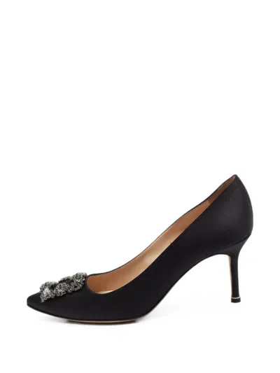 Pre-owned Manolo Blahnik Hangisi Buckle Pumps In Black