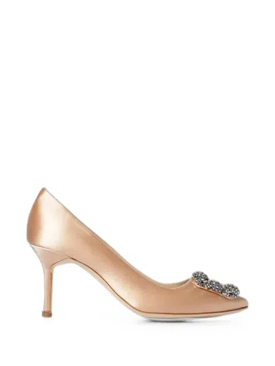 Manolo Blahnik Hangisi Buckle Pumps In Neutral