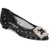 Manolo Blahnik Hangisi Crystal Buckle Flat