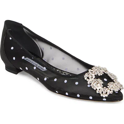 Manolo Blahnik Hangisi Crystal Buckle Flat