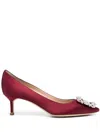 Manolo Blahnik Hangisi Crystal-buckle Pumps In Red