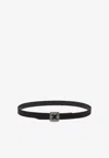 Manolo Blahnik Mini Hangisi Satin Belt With Crystal Buckle In Black