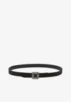 Manolo Blahnik Black Hangisi Crystal Buckle Leather Belt In Black