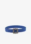 Manolo Blahnik Hangisi Crystal-embellished Belt In Blue