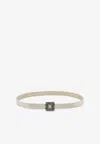 Manolo Blahnik Hangisi Crystal Buckle Satin Belt In Cream
