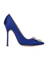Manolo Blahnik Hangisi Crystal-embellished 120mm Pumps In Blue