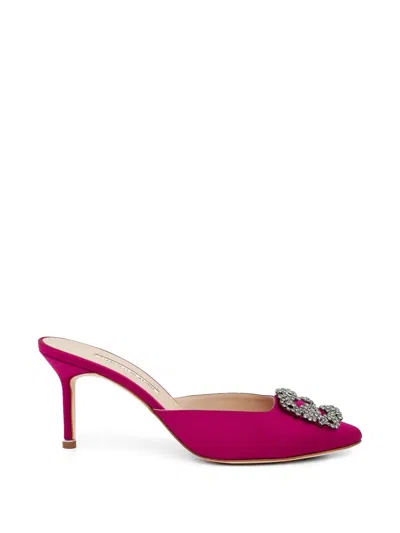 Manolo Blahnik Hangisi Crystal-embellished Mules In Multi