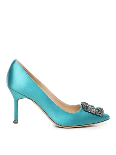 Manolo Blahnik Hangisi Dcollet With Satin Jewel Buckle In Black