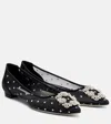 Manolo Blahnik Hangisi Polka-dot Mesh Ballerina Flats In Black