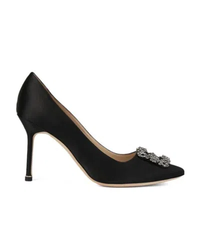 Manolo Blahnik Hangisi Embellished Pointed Toe Pumps In Black