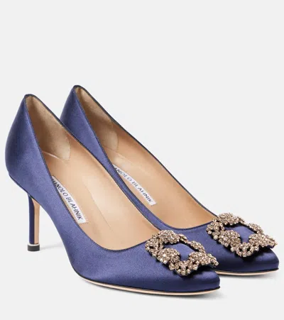 Manolo Blahnik Hangisi 90 Satin Pump In Blue
