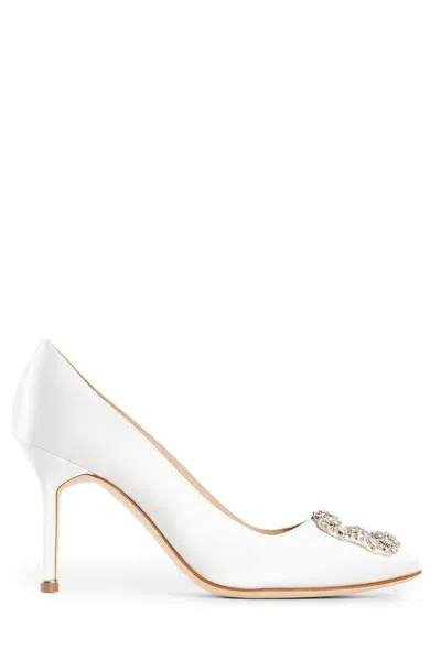 MANOLO BLAHNIK MANOLO BLAHNIK HANGISI EMBELLISHED SATIN PUMPS