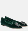 Manolo Blahnik Hangisi Embellished Velvet Ballet Flats In Red