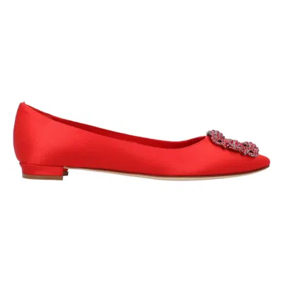 Manolo Blahnik Hangisi Flat Red In Multicolor