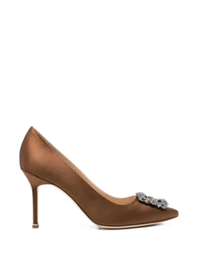 Manolo Blahnik Hangisi Heeled Pumps In White
