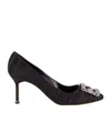 Manolo Blahnik Hangisi 50 Fmc Crystal-embellished Satin Pumps In Black