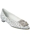 Manolo Blahnik Hangisi Jacquard Flat In White