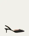 Manolo Blahnik Hangisi Kitten-heel Satin Slingback Pumps In Black