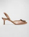 Manolo Blahnik Hangisi Kitten-heel Satin Slingback Pumps In Light Pink
