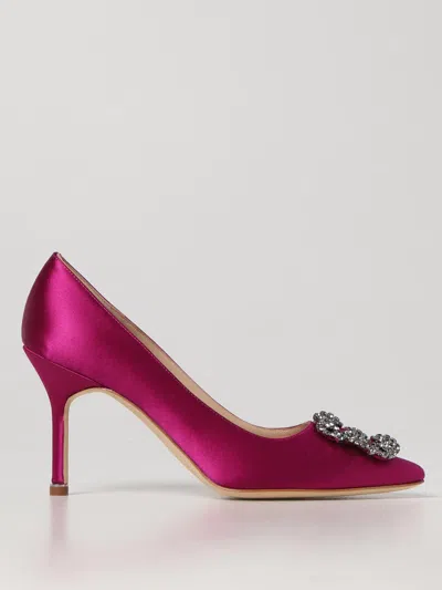 Manolo Blahnik Hangisi  Décolleté In Satin In Fuchsia