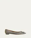 Manolo Blahnik Hangisi Ballerina Shoes In Bronze Fabric
