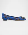 Manolo Blahnik Hangisi Tartan Ballet Flats In Multi