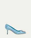 Manolo Blahnik Hangisi Pleated Satin Buckle Pumps In Yoth994a