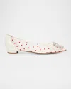 Manolo Blahnik Hangisi Polka-dot Mesh Ballerina Flats In Multi