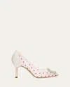 Manolo Blahnik Hangisi Polka-dot Mesh Pumps