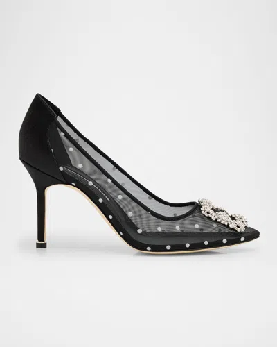 Manolo Blahnik Hangisi Polka-dot Mesh Pumps In Multi