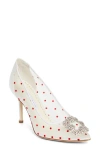 Manolo Blahnik Hangisi Polka-dot Mesh Pumps