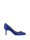 Manolo Blahnik 70mm Hangisi Satin Pumps In Electric Blue