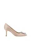 Manolo Blahnik Hangisi 70 Beige Leather Pumps In Dnud