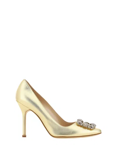 Manolo Blahnik Hangisi Pumps In Gold